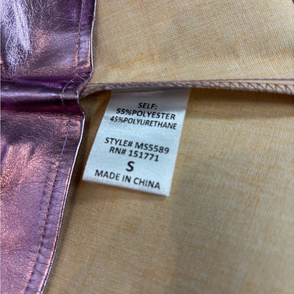 Le Lis Shimmering Faux Leather Metallic Lavender Mini Skirt - Picture 6 of 9